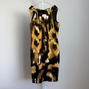 David Meister Women's Size‎ 6 Dress Luxury Career Office Gold Black Abstract